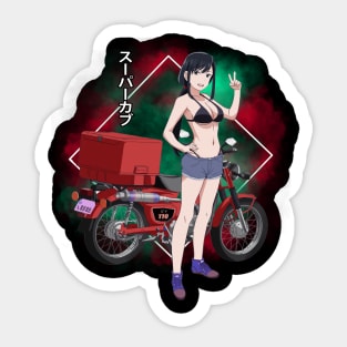 Riding to Discover Super Cub Light Novel Fan Tee Embracing Characters' Inspirational Quests Sticker